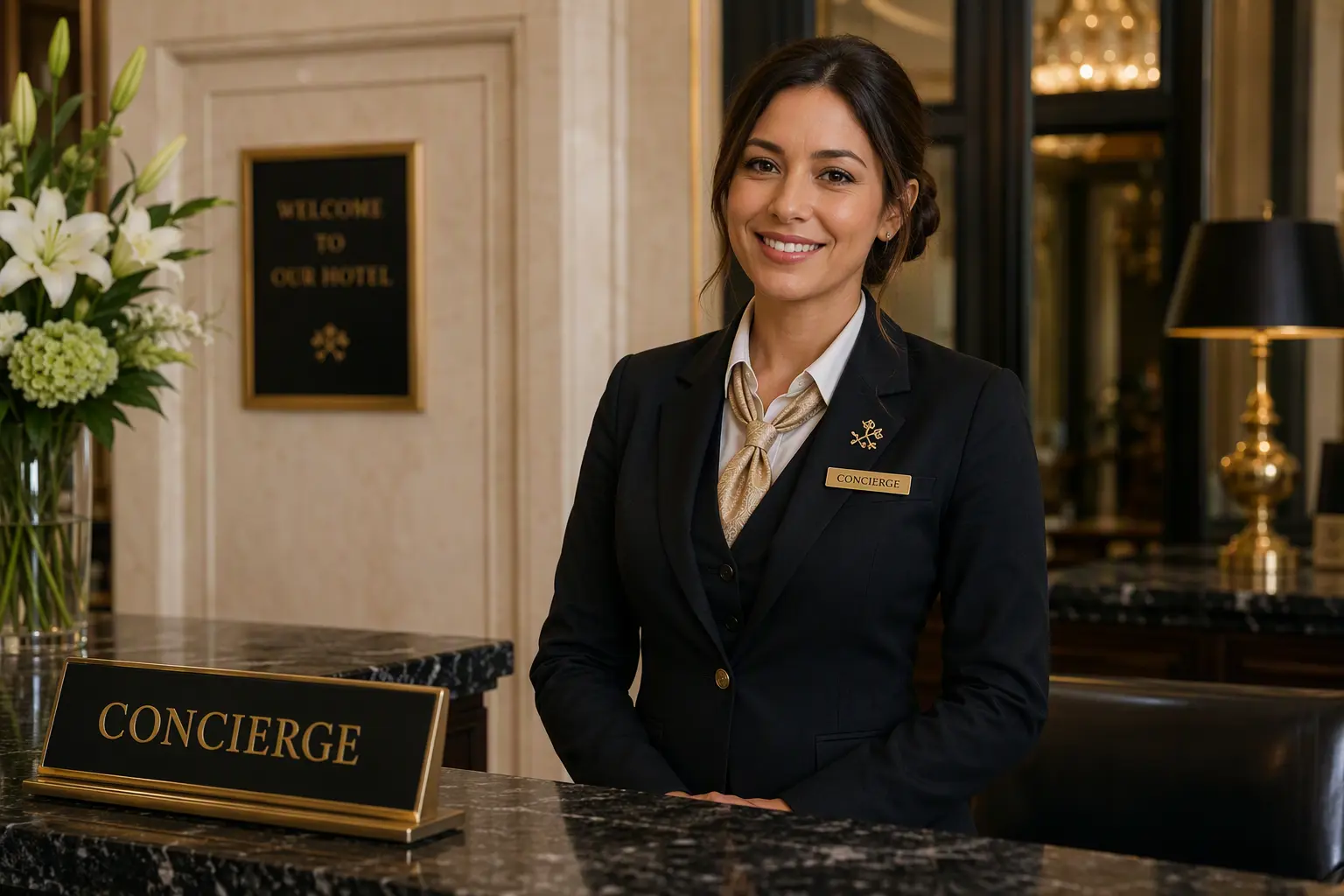 Female concierge representing the Expansion Records website assistant