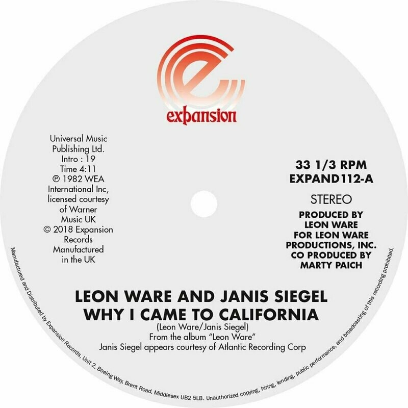 Leon Ware and Janis Siegel - Why I Came To California. Vinyl 12 inch single record.
