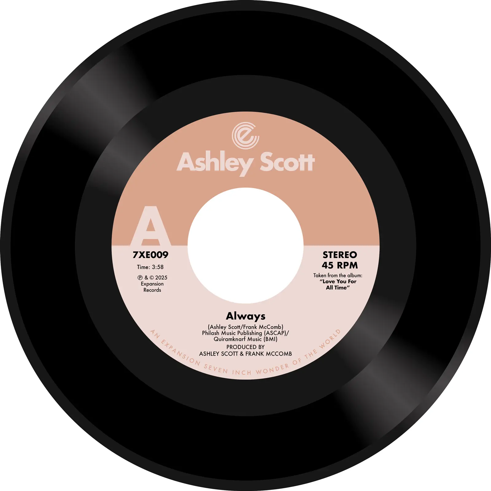 Limited Edition. Double A-side 7-inch vinyl single record "Always" with "Looking Up To You". Ashley Scott. 45rpm.