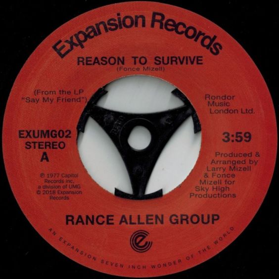Expansion Records Reason To Survive / Peace Of Mind. Rance Allen Group. 7 inch single record.