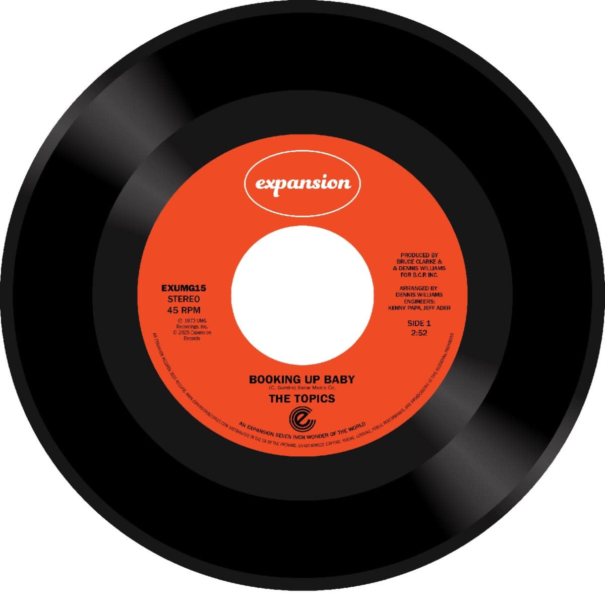 Expansion Booking Up Baby / Giving Up. The Topics. 7 inch single vinyl record.